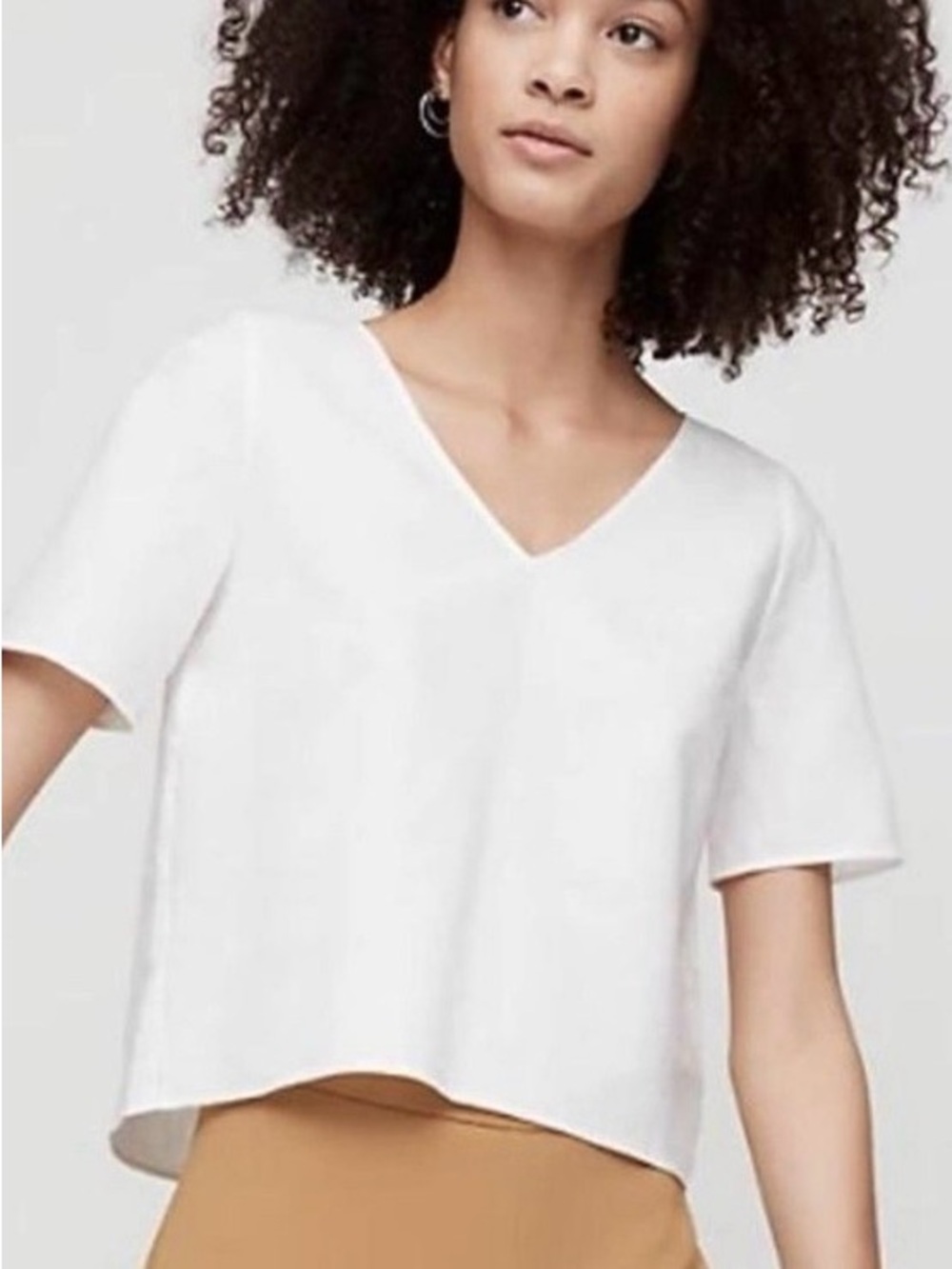 Babaton Randy Blouse V-Neck Short Sleeve Top - White
